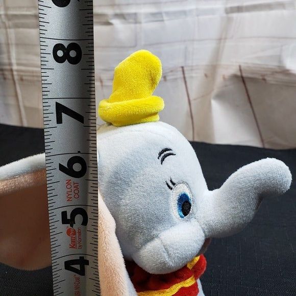 Disney Small Dumbo Plush Elephant Stuffed 8" Animal Yellow Hat Trunk Up - Picture 9 of 9